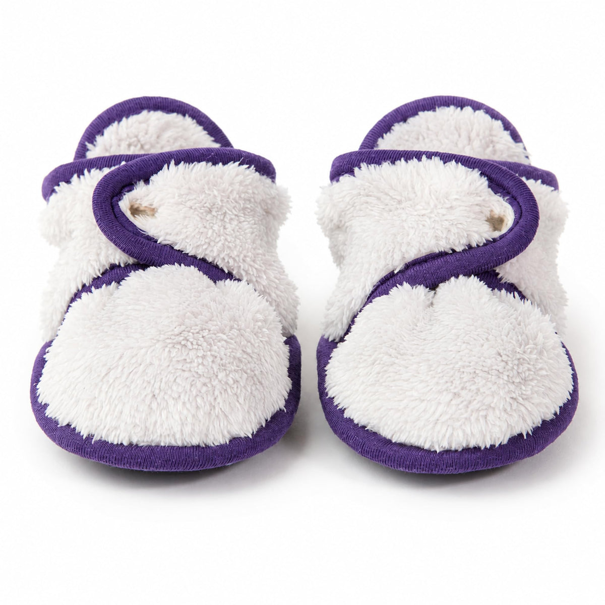 baby deedee Baby Booties - Sherpa Fleece, Snap Closure 18M Silver Plum