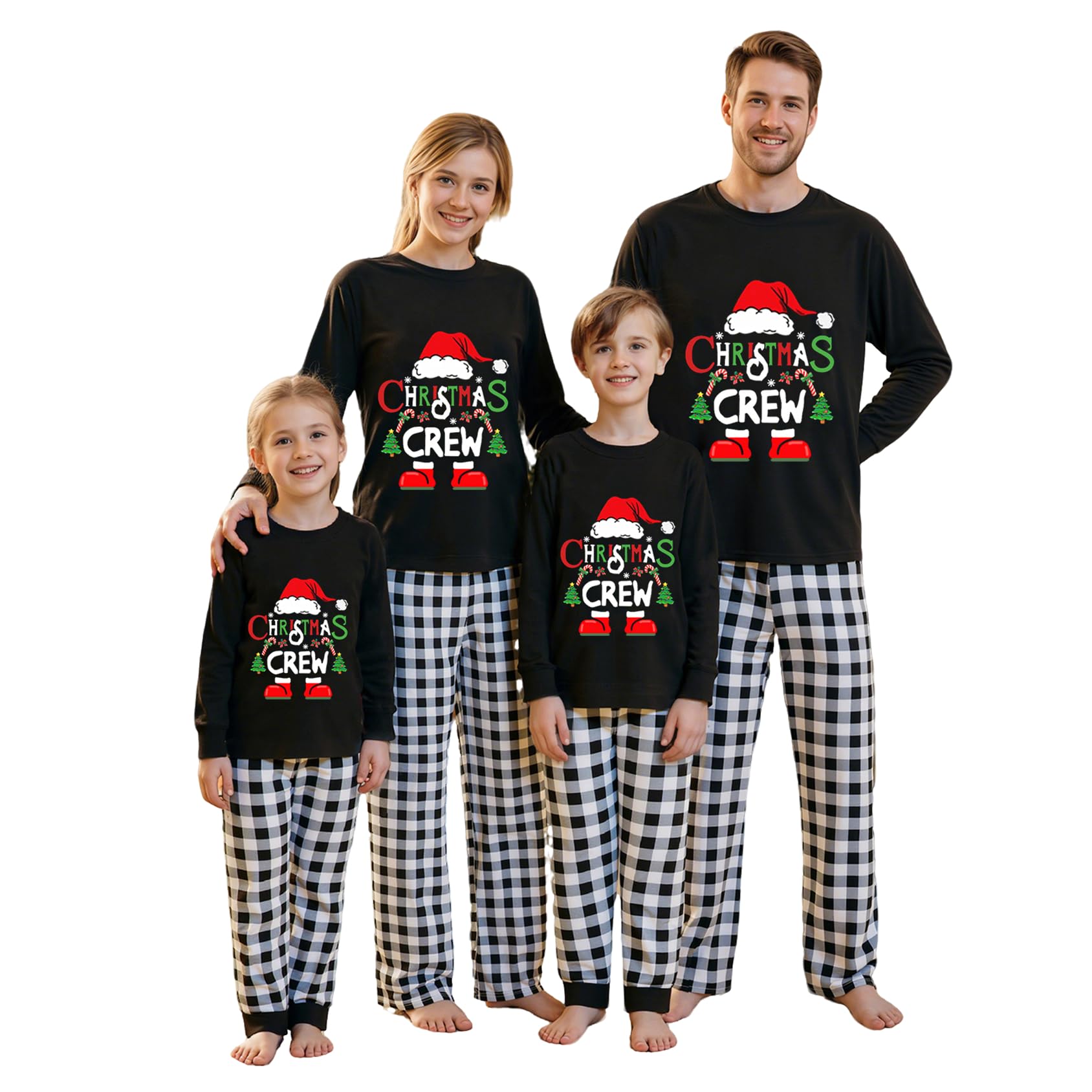 Awoscut Christmas Family Matching Pajamas Christmas Pjs Holiday Nightwear Sleepwear Sets Long Sleeve Pjs(kz-2, Mom, L)