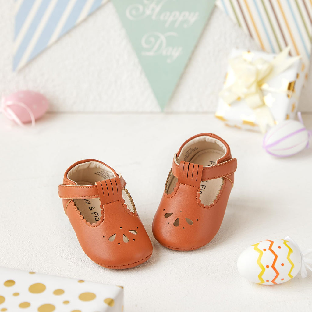 Soft Sole Brown Baby Shoes - Infant Baby Walking Shoes Moccasinss Rubber Sole Crib (Brown,9-12Months Infant)