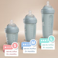 Herobility Anti-Colic Baby Bottles 12 fl oz/340ml - Pack of 4 Plastic Baby Bottles, Fast Flow Plastic Bottles, Breast-Shaped Teat for Breastfed Babies - Multicolor - Sand, Woodchuck, Pink, White