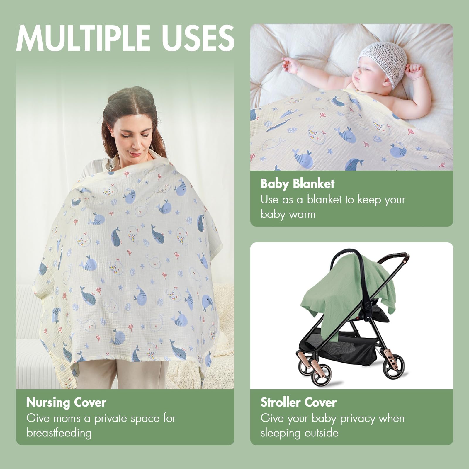 ANYEDDE 2-Pack Nursing Cover for Breastfeeding, Muslin Breastfeeding Covers