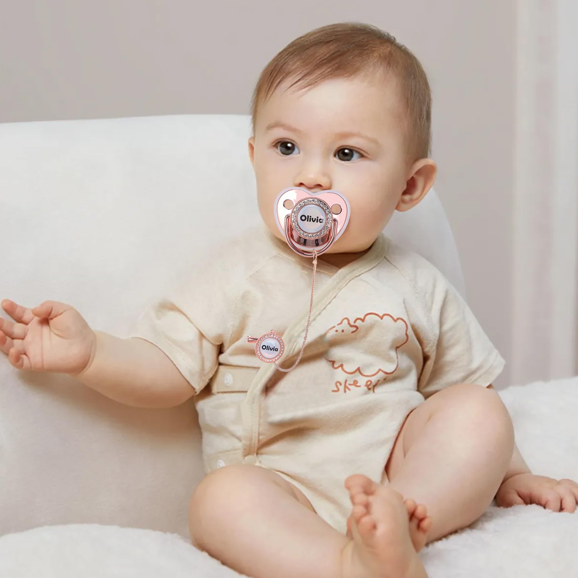 Munchewy Custom Made Pacifier with Name for Newborn Baby Boys Gift(Black)