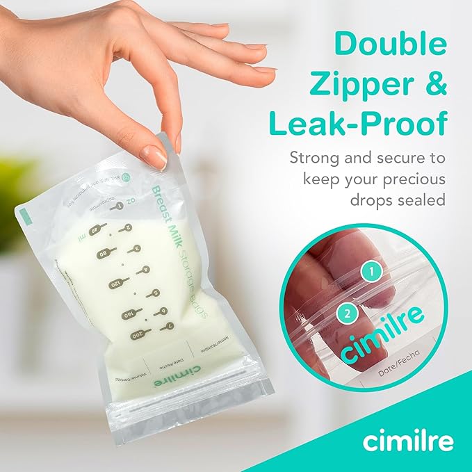 E1 Portable Breast Pump & Breast Milk Storage Bags Bundle – Compact Double Electric Pump with 120 Leak-Proof 7oz Bags for On-The-Go Pumping & Milk Storage