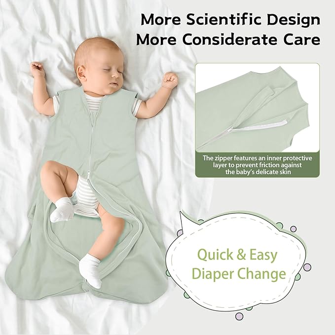 Baby Sleep Sack 12-18 Months Baby Wearable Blanket 100% Cotton TOG 0.5 2-Way Zipper Newborn Sleeping Bag, 3 Pack Comfy Lightweight Sleep Sacks for Babies
