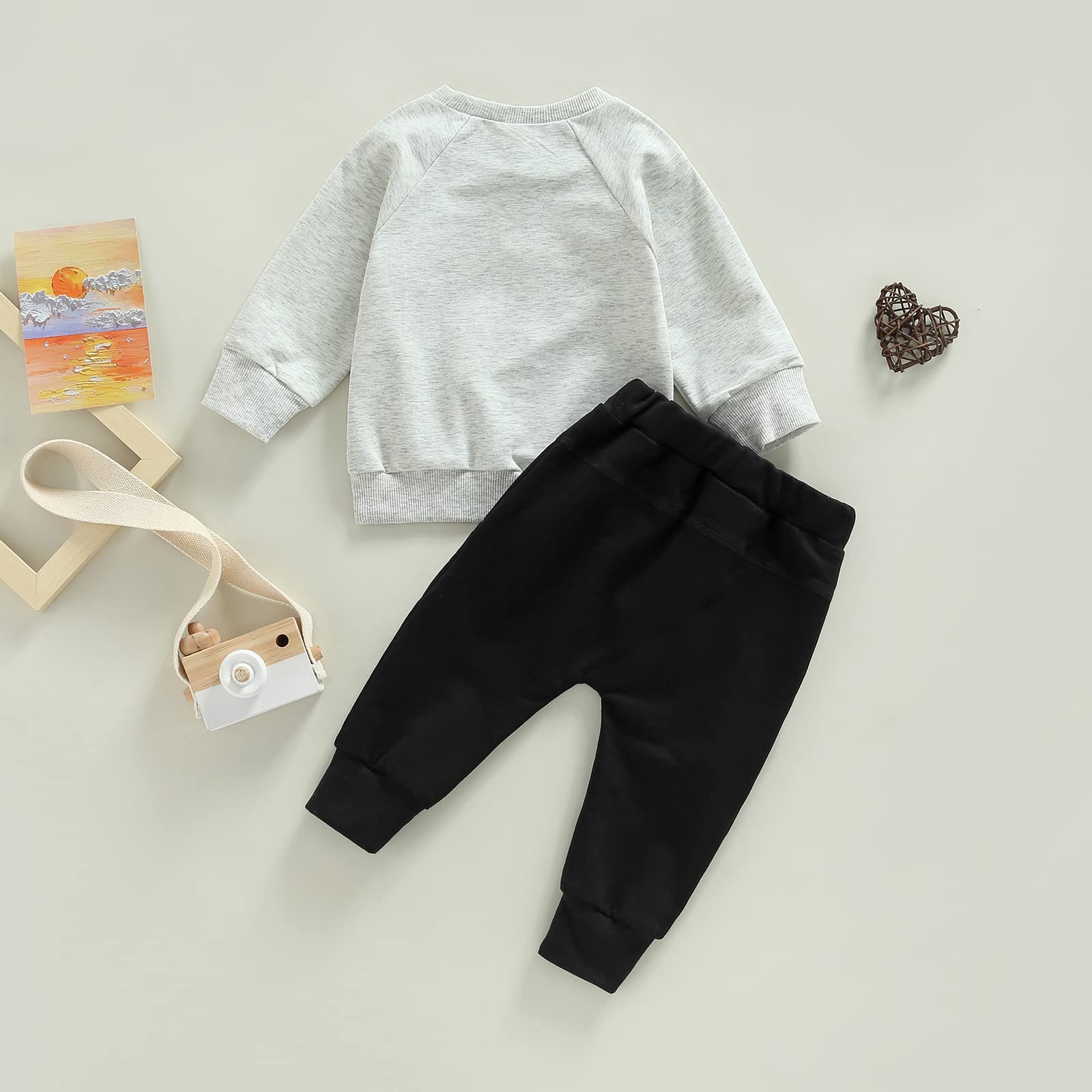 MA&BABY Toddler Baby Boy Clothes Solid Color Sweatshirt Jogger Pants Set