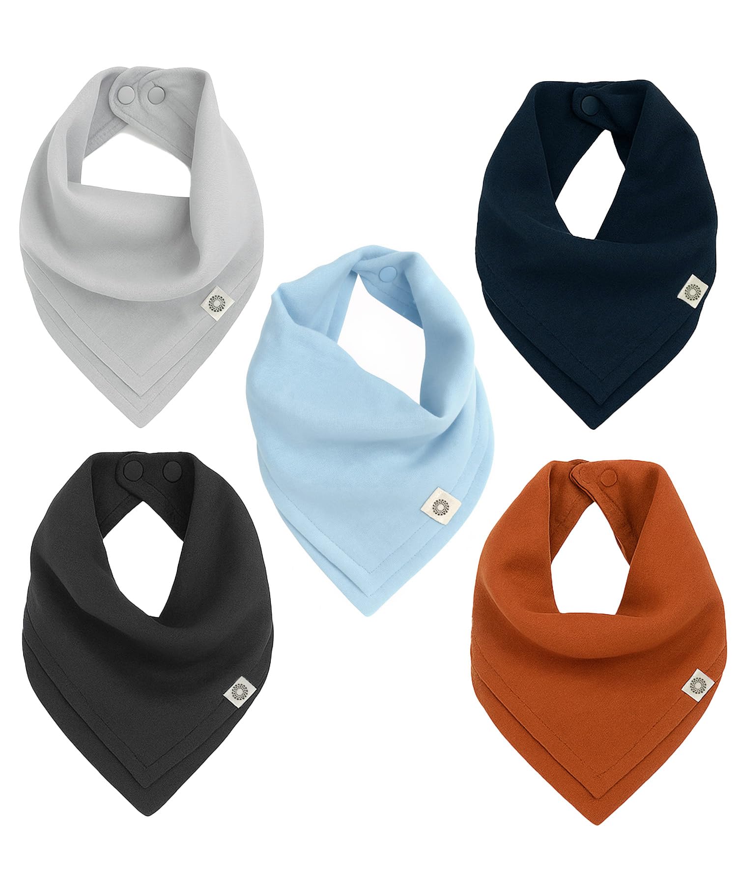Kishu Baby Indi Organic Baby Bandana Bibs – Fairtrade 4-Way Reversible Drool Bibs for Boys & Girls – Unisex (Set of 5) (Trailhead)
