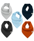 Kishu Baby Indi Organic Baby Bandana Bibs – Fairtrade 4-Way Reversible Drool Bibs for Boys & Girls – Unisex (Set of 5) (Trailhead)