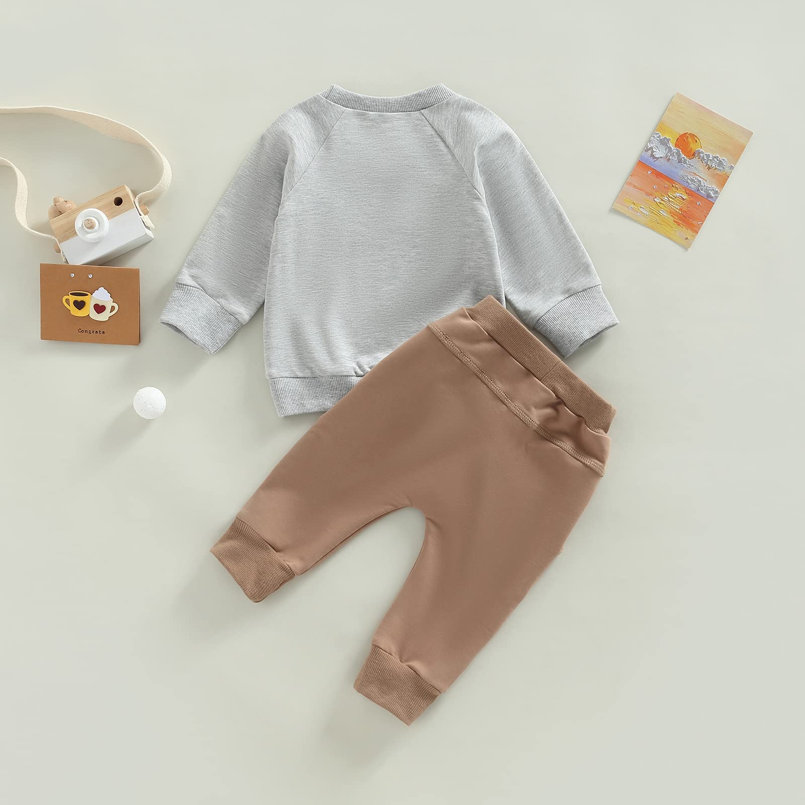 MA&BABY Toddler Baby Boy Clothes Solid Color Sweatshirt Jogger Pants Set