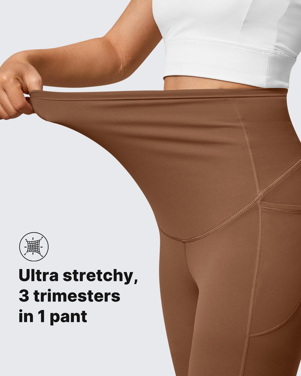 G4Free Maternity Lounge Pants Flare Leggings Stretchy,Dark Coffee,M,Short