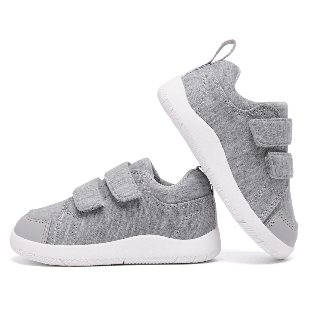 MORENDL Wide Toe Box Shoes Toddler Barefoot Shoes Baby Walking Shoe Boy Girl Non-Slip Zero Drop Minimalist Sneakers Comfort Tennis Outdoor Activities Mix LightGrey Size 8