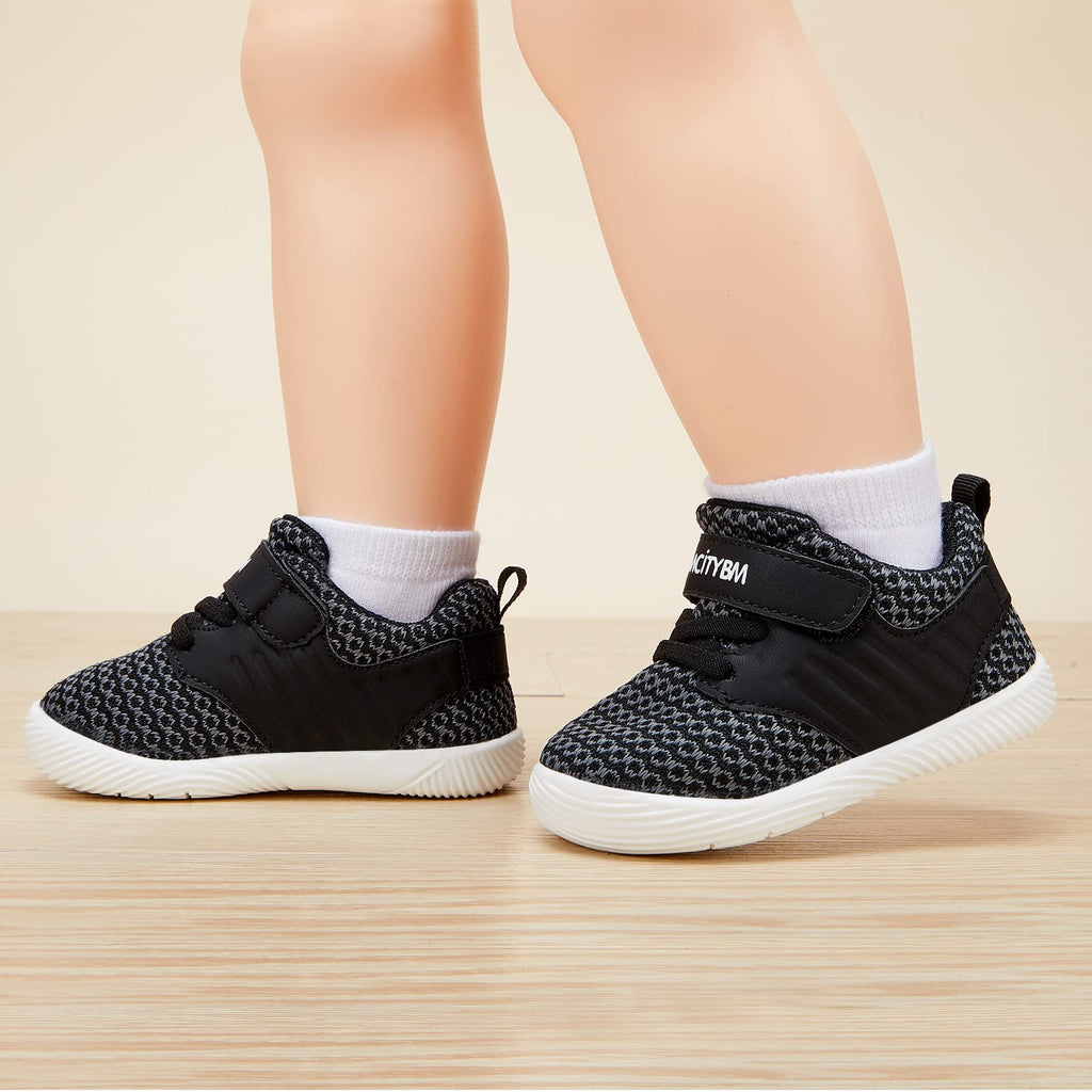 BMCiTYBM Baby Boy Girl Shoes Infant Walking Sneaker Black Size 18-24 Months