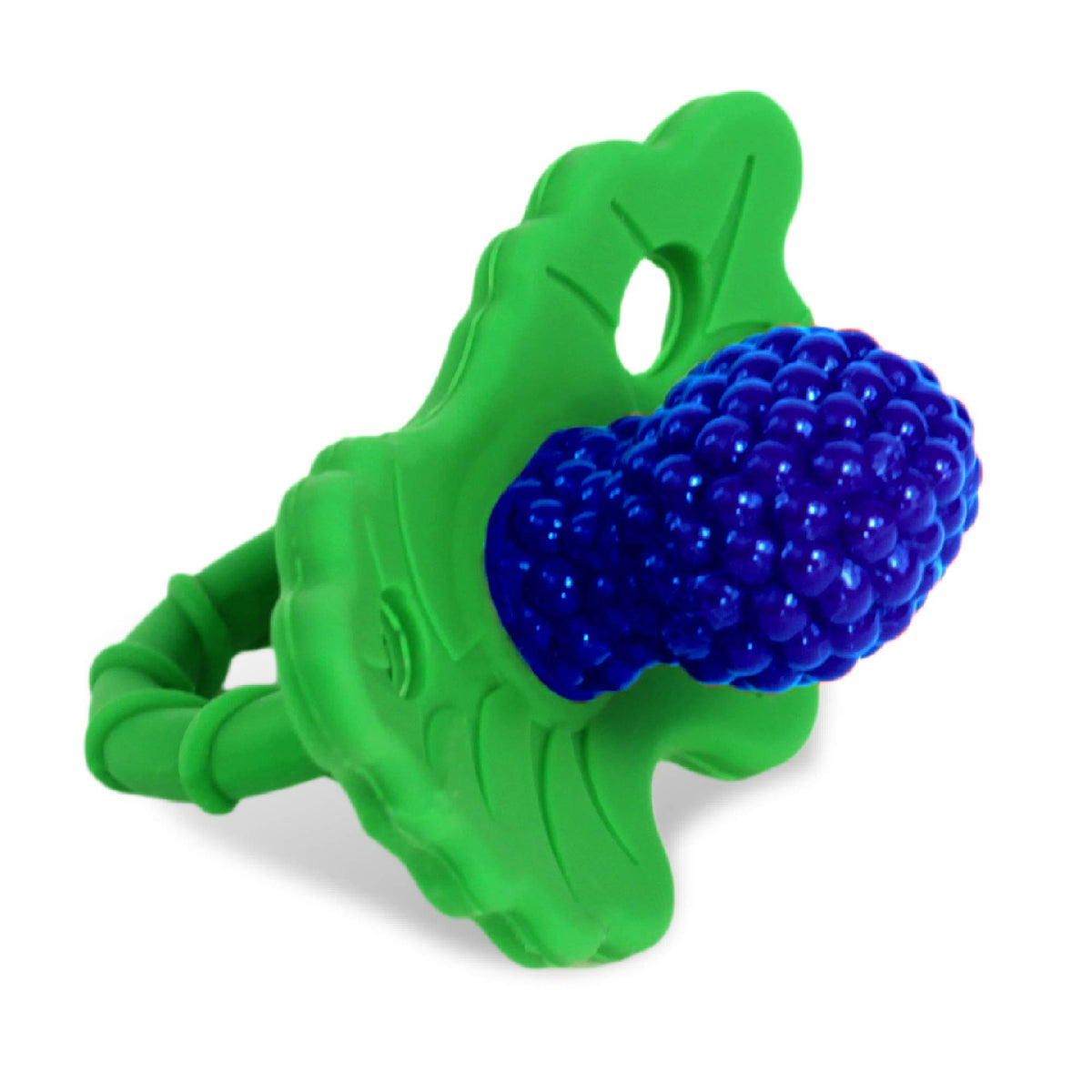 RaZbaby RaZberry Silicone Teether Pacifier – Teething Relief for Infants, Food-Grade, BPA-Free, Hands-Free, Natural Berrybumps Fruit Texture for Sensory Development, Freezable, 2-Pack - Green & White