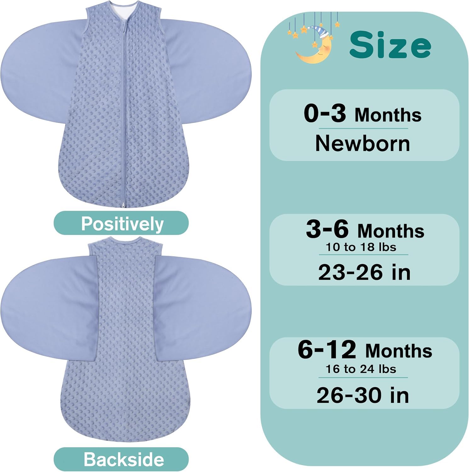 BSTOPPT Fleece Newborn Sleep Sack Baby Swaddle,3-Way Adjustable Wearable Blanket,2 Pack Fleece Swaddling sleeping bag TOG 2.0， (Blue&Green, 0-3 Months)