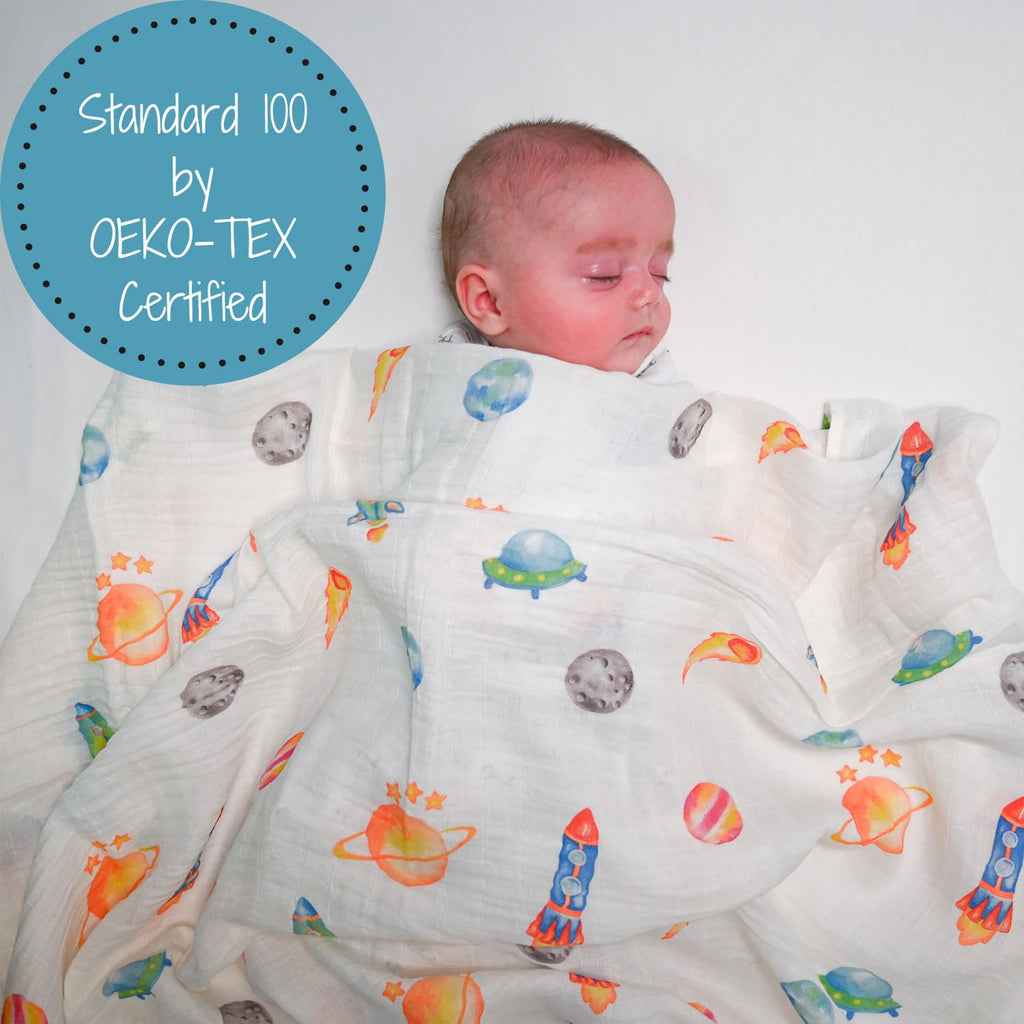 LollyBanks Muslin Swaddle Blankets, 100% Organic Cotton Swaddle Blanket
