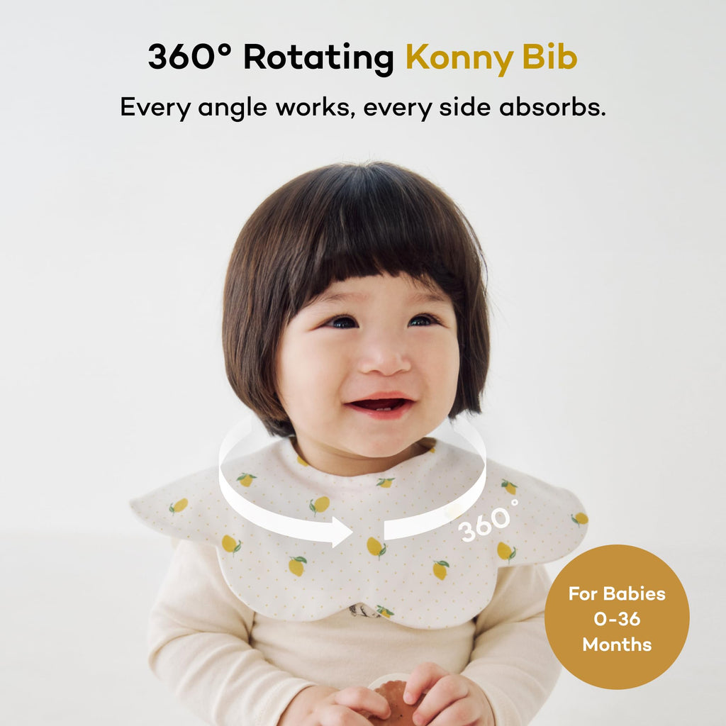 Konny Baby Bibs, 360 ° Rotate Super Absorbent Quick-Dry, 3/5/7-Pack, Teething Drooling Boys Girls Baby Essentials