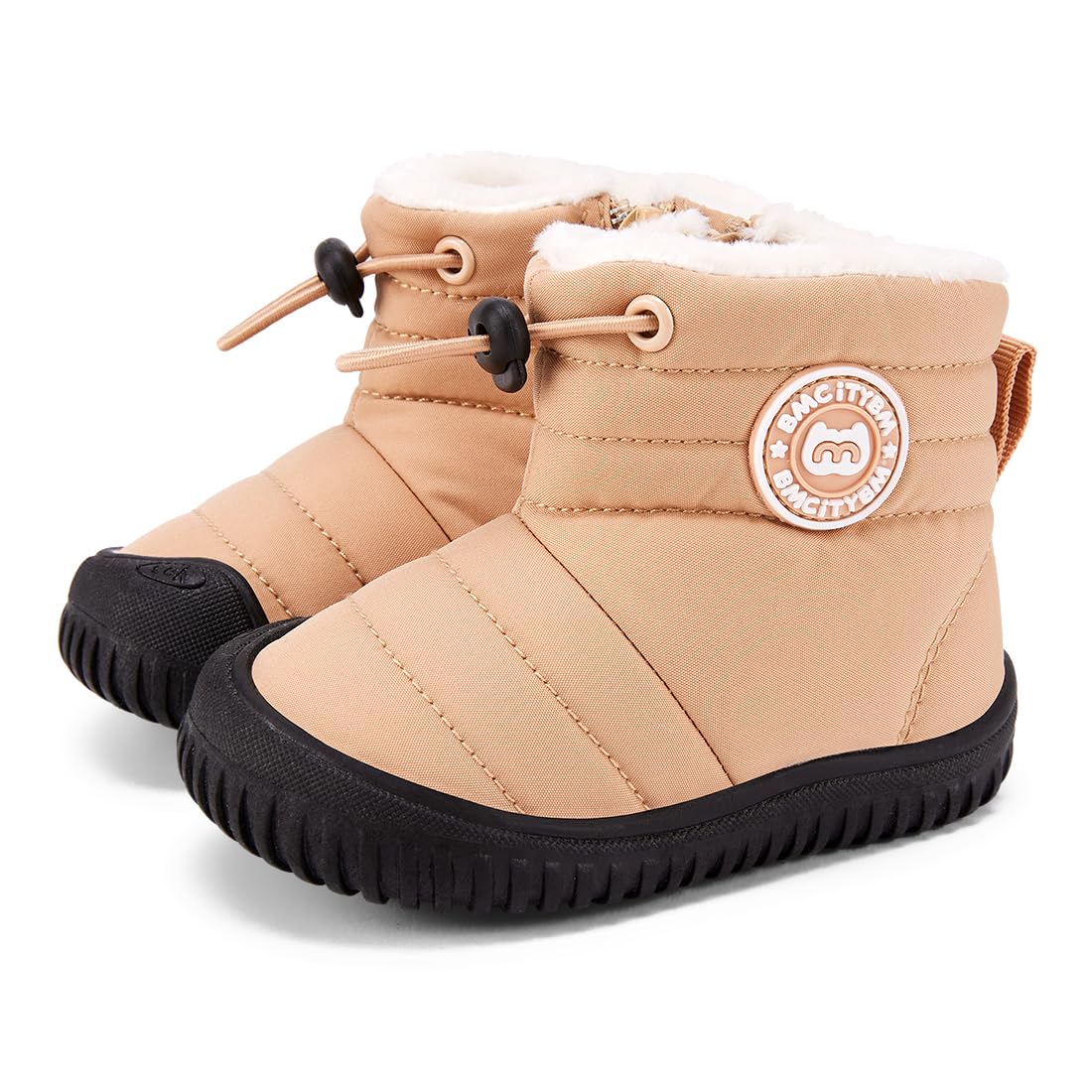 BMCiTYBM Baby Snow Boots Boys Girls Winter Infant Shoes Non Slip 6 9 12 18 24 Months Faux Fur Camel Size 12-18 Months Toddler