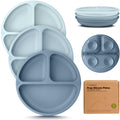 KeaBabies Suction Plates for Baby, Toddler, 3-Pack, 100% Silicone (Alps)