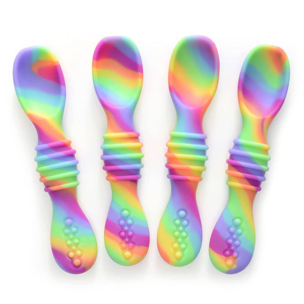 PrimaStella Silicone Chew Spoon Set for Babies and Toddlers | Safety Tested | BPA Free | Baby Spoon 6 Pack