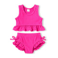 HAPPYMA Baby Swimsuit Toddler Girl Bathing Suit Summer Solid Color Bikini Set Beach Two Piece Swim Wear (Rose Pink, 12-18 Months)