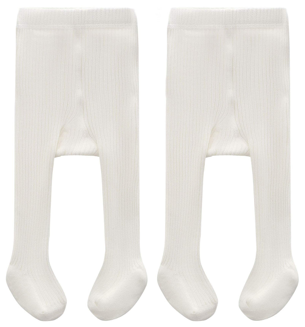 CECORC Girls Tights – Thick Toddlers Girl Leggings–Seamless Cable Knit Cotton Stockings – Girls' Accessories,8-10 Years, 2 Pack (White+white)