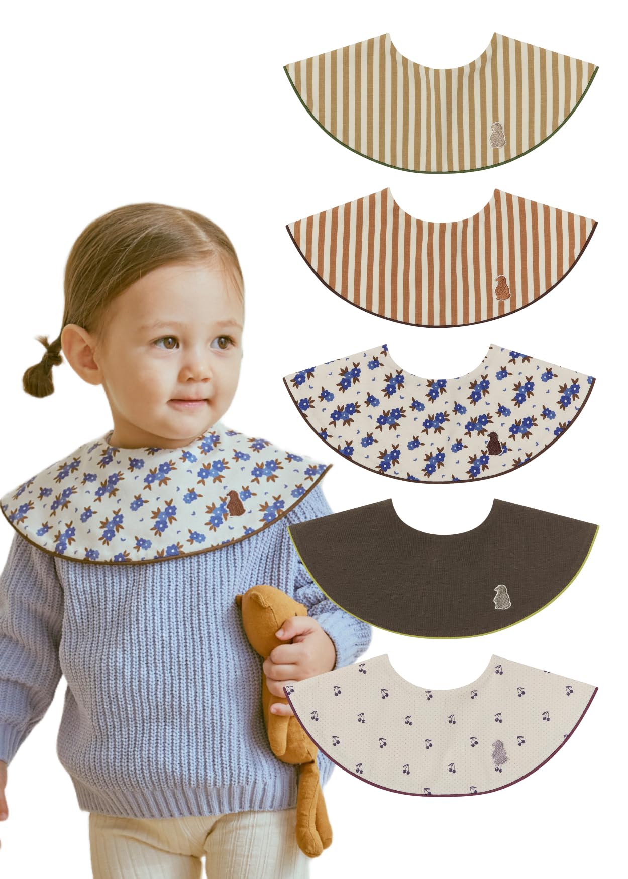 Konny Baby Bibs, 360 ° Rotate Super Absorbent Quick-Dry, 3/5/7-Pack, Teething Drooling Boys Girls Baby Essentials