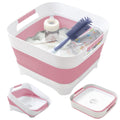 Collapsible Wash Basin for Baby Bottles - 2.4 Gallons Portable Wash Bin for RV Camping Sink, Space-Saving Dish Tub.Laundry & Utility Room Sinks (Pink)