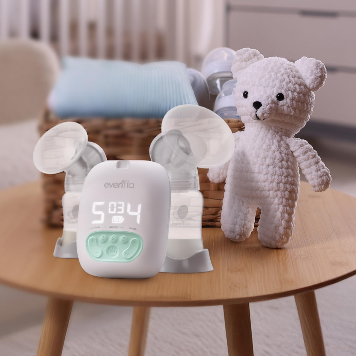 Evenflo Pocket Portable Double Electric Breast Pump, White, 20 Pumping Sessions per Charge, 9 Suction Settings, 3 Memory Presets