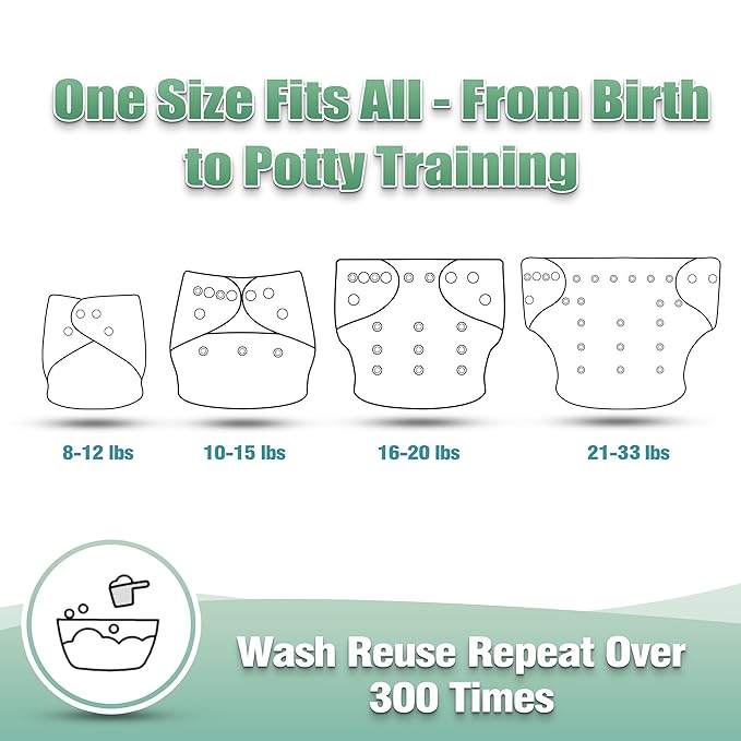Wegreeco Cloth Diapers 6 Pack with Inserts & Wet Bag, Washable Reusable Diapers for Babies, One Size Adjustable (Chinese Rose)