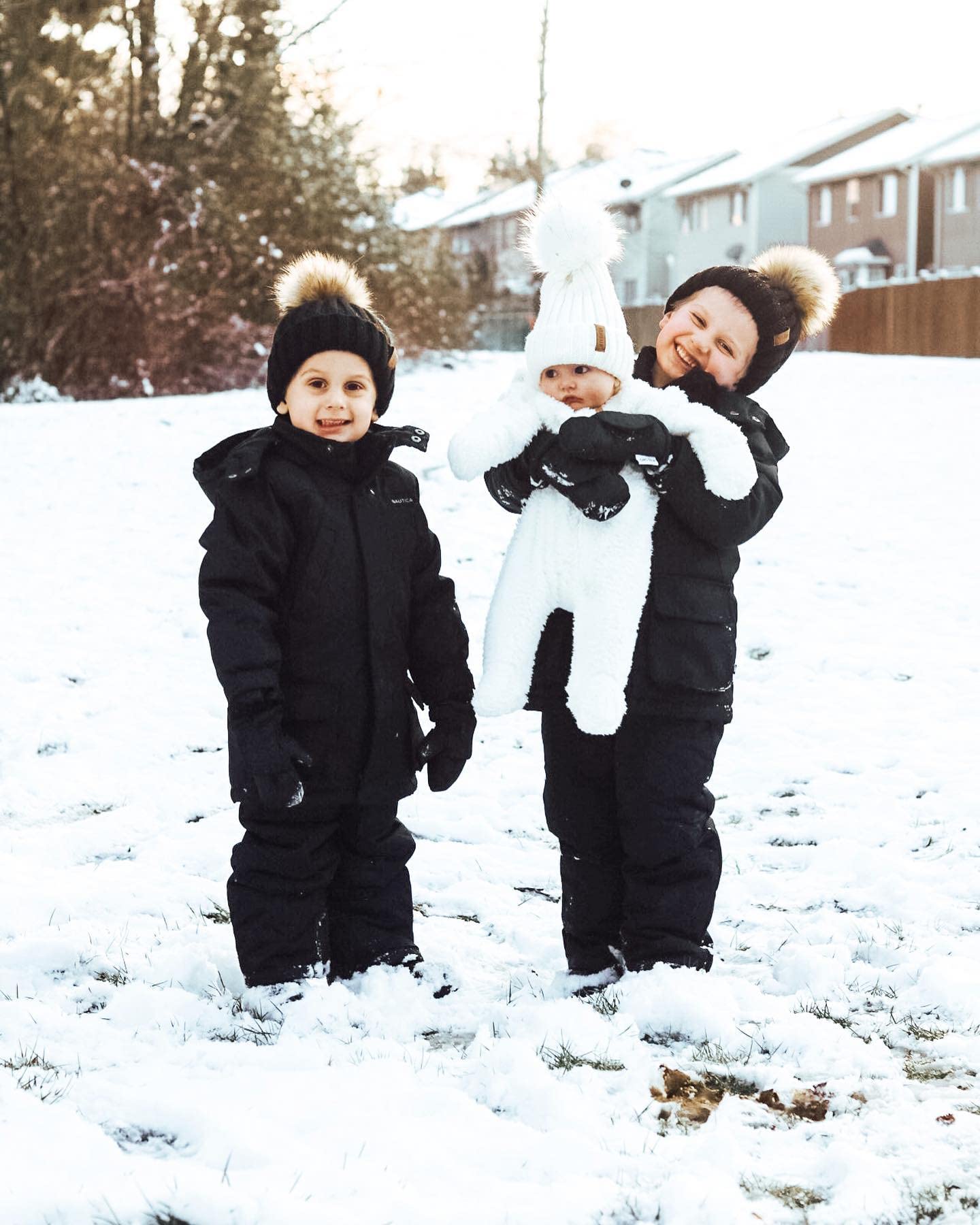 FURTALK Kids Winter Hat Toddler Knitted Beanie Faux Fur Pom Black