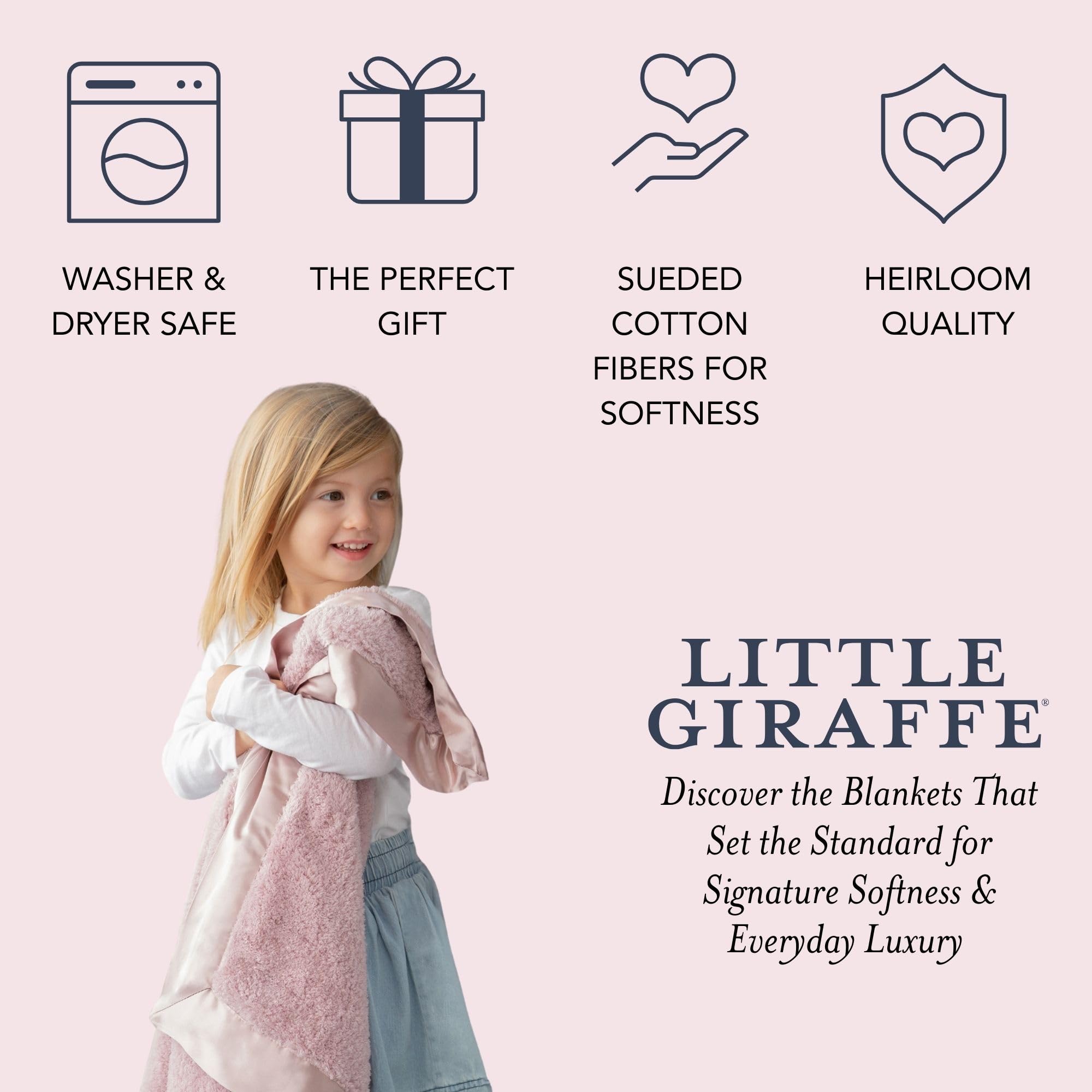 Little Giraffe Chenille Baby Blanket – 29x35” Soft Chenille with Satin Trim, Dusty Pink | Ultra-Soft, Gentle & Safe, Lightweight & Breathable for Newborns & Toddlers