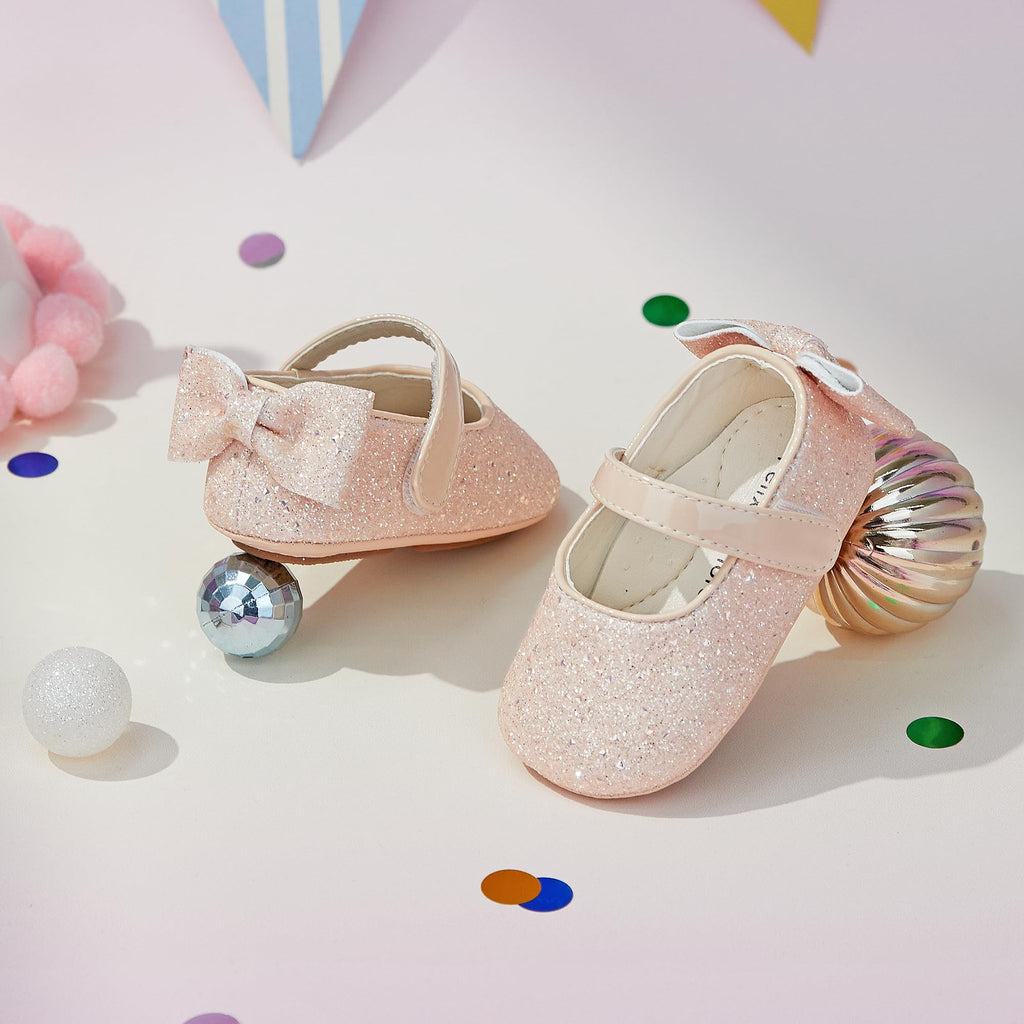 Felix & Flora Soft Sole Light Pink Baby Walking Shoes - Infant Moccasins Rubber Sole Crib Ballet Flats(Light Pink,2.5-3 Years)