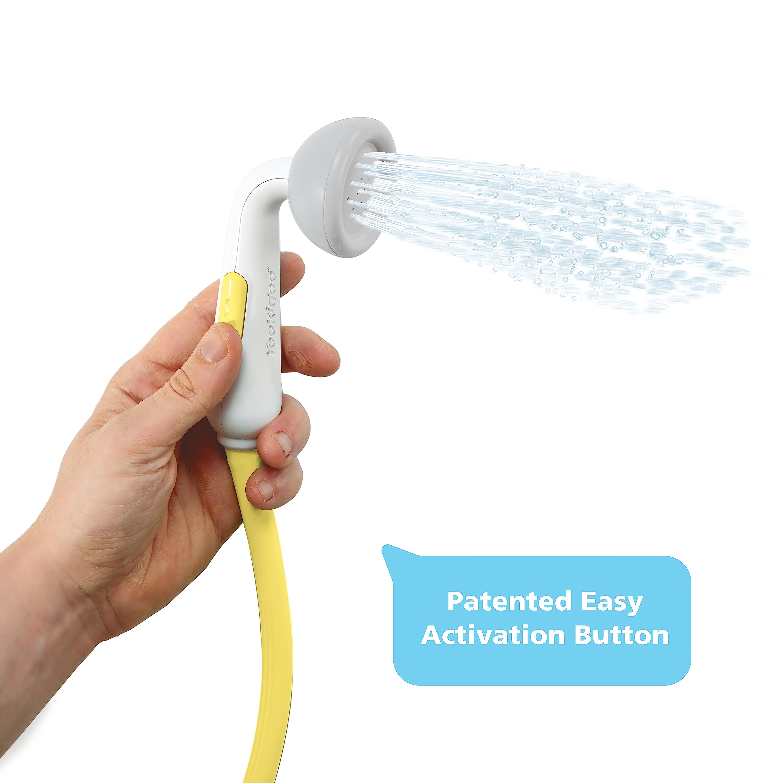 Yookidoo Baby Bath Shower Head - Elephant Water Pump and Trunk Spout Sprayer - One Handed Flow Control for Newborn Babies in Tub Or Sink (Yellow)