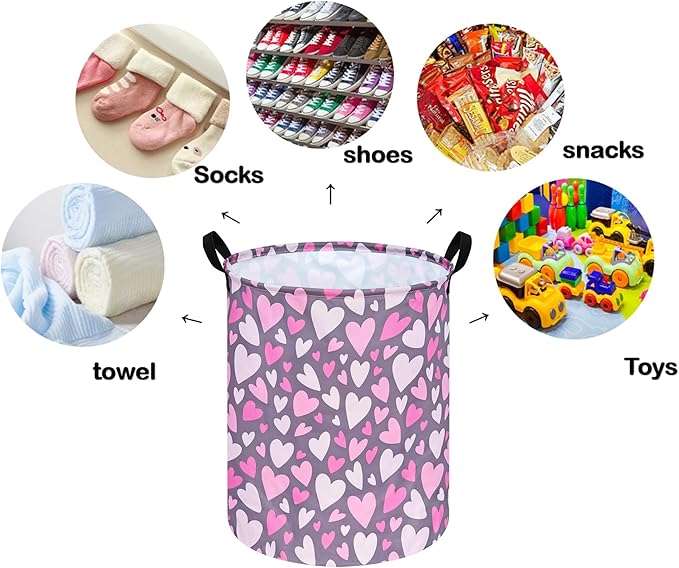 Round Laundry Hamper Storage Basket Laundry Organizer Hamper Storage Bins Clothes and Toys Box Nursery Hamper Gift Basket For Kids with Handles