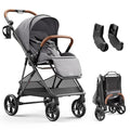 MAMAZING Air Lux Baby Stroller with Carbon Fiber Frame, One-Hand Fold & Reversible Seat, Magnetic 5-Pt Harness, Car Seat Adapter, 15.8lbs, Cinder