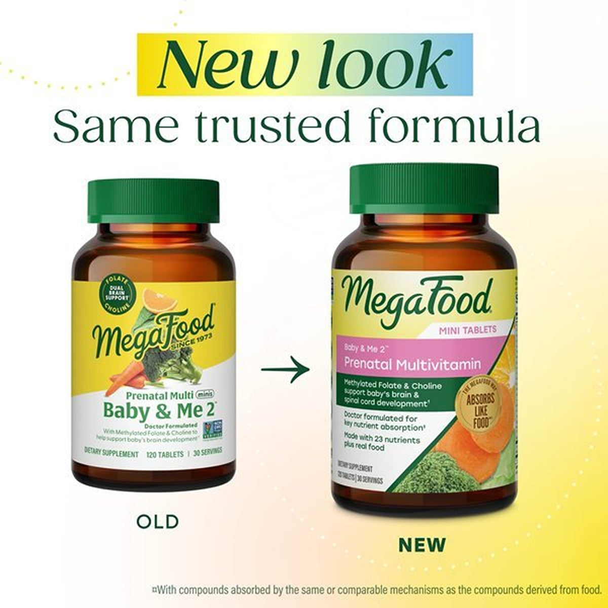 MegaFood Baby & Me 2 Prenatal Vitamins, Doctor Formulated, 120 Mini Tablets