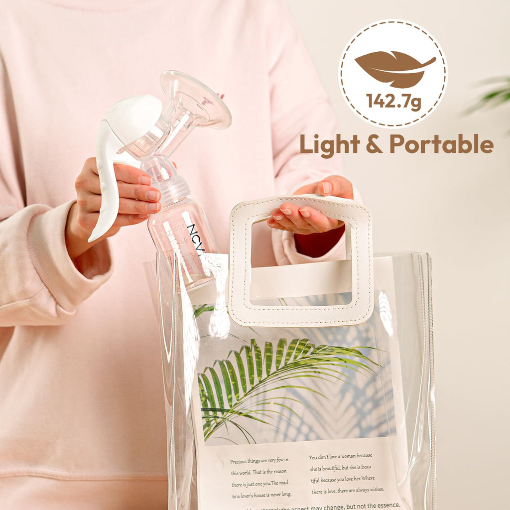 NCVI Manual Breast Pump, Silicone Soft 20mm Flange for Small Nipples, White