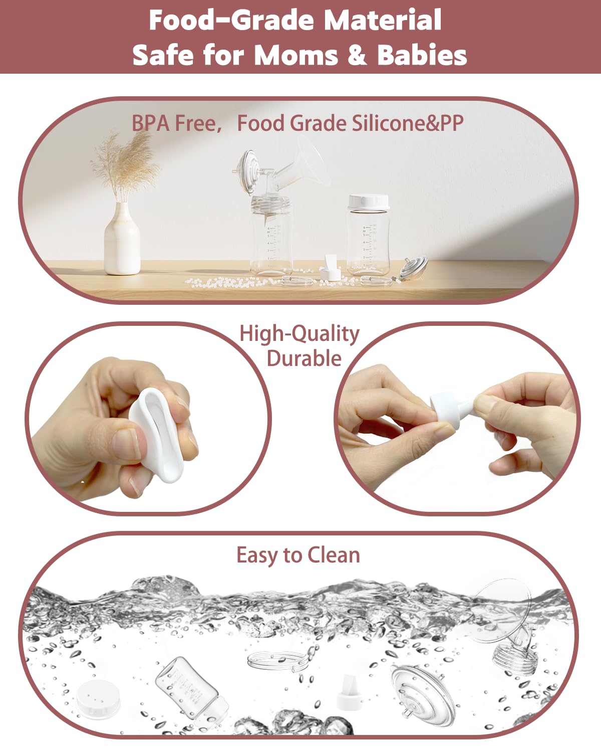 4packs 24mm Full Breast Replacement Pump Parts for Spectra S1 S2 9 Plus Synergy Gold Include 13mm Flange,Valve,Backflow Protector,Tube,Bottle,Caps, Fit for Motif Luna Cimilre Ameda MYA Pump