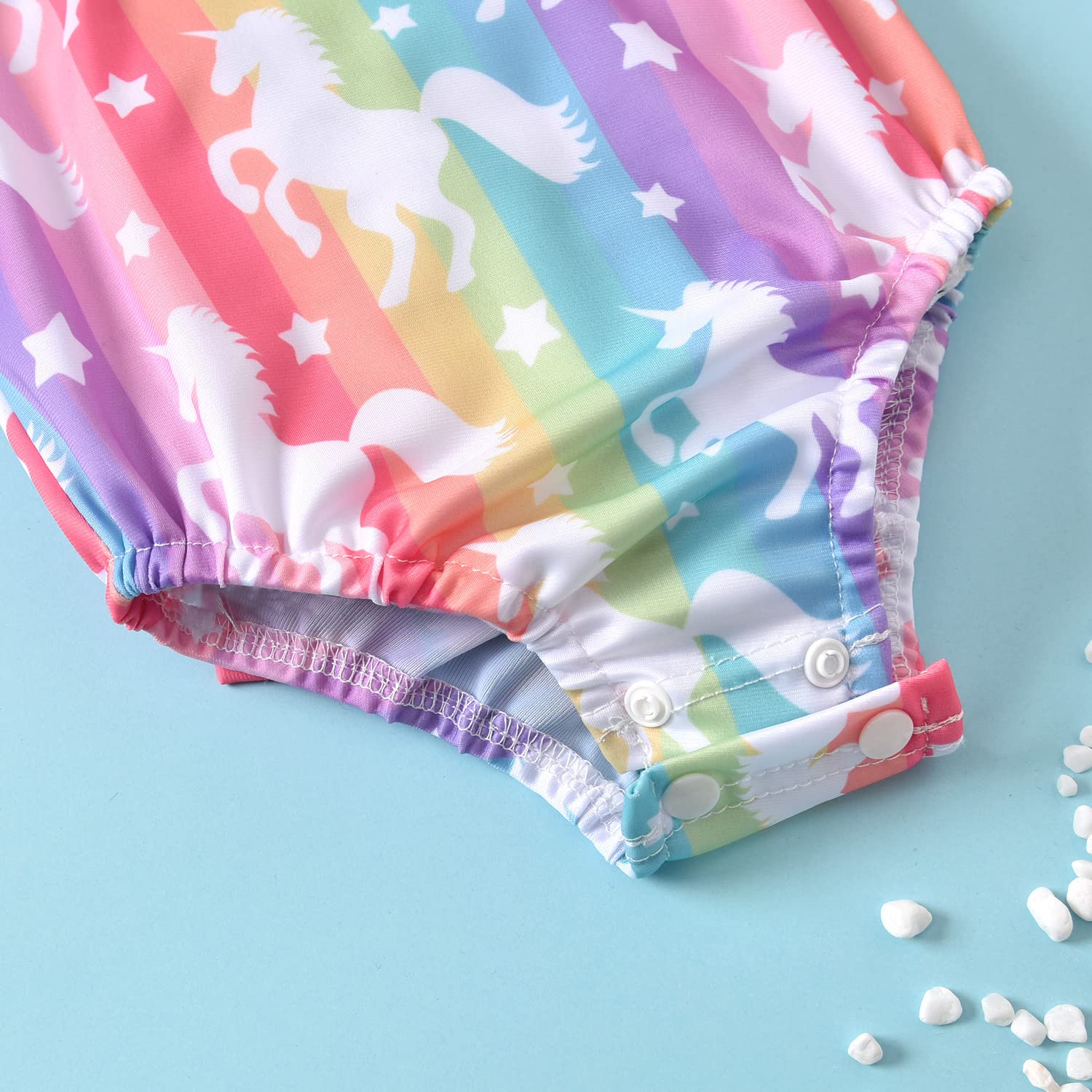 Infant Baby Girl Ruffles Unicorn Swimsuit One Piece Swimwear Bathing Set (Unicorn, 6-12 Months)