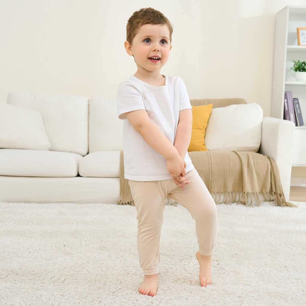 littogoose Baby Jogger Pants with Elastic Cuffs – Stay-On Lightweight Toddler Joggers, Soft & Stretchy Baby Pants, 3-Pack