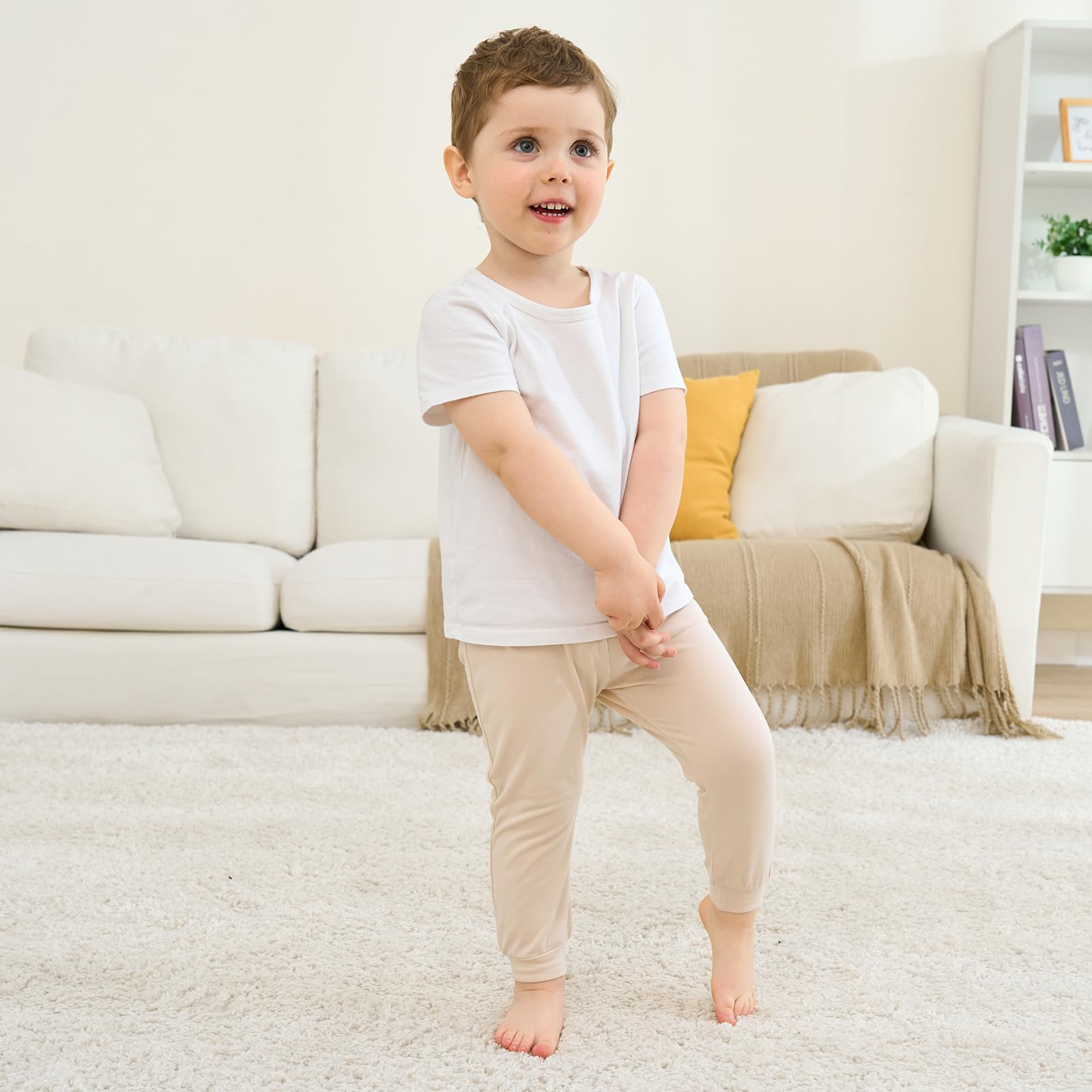littogoose Baby Jogger Pants with Elastic Cuffs – Stay-On Lightweight Toddler Joggers, Soft & Stretchy Baby Pants, 3-Pack