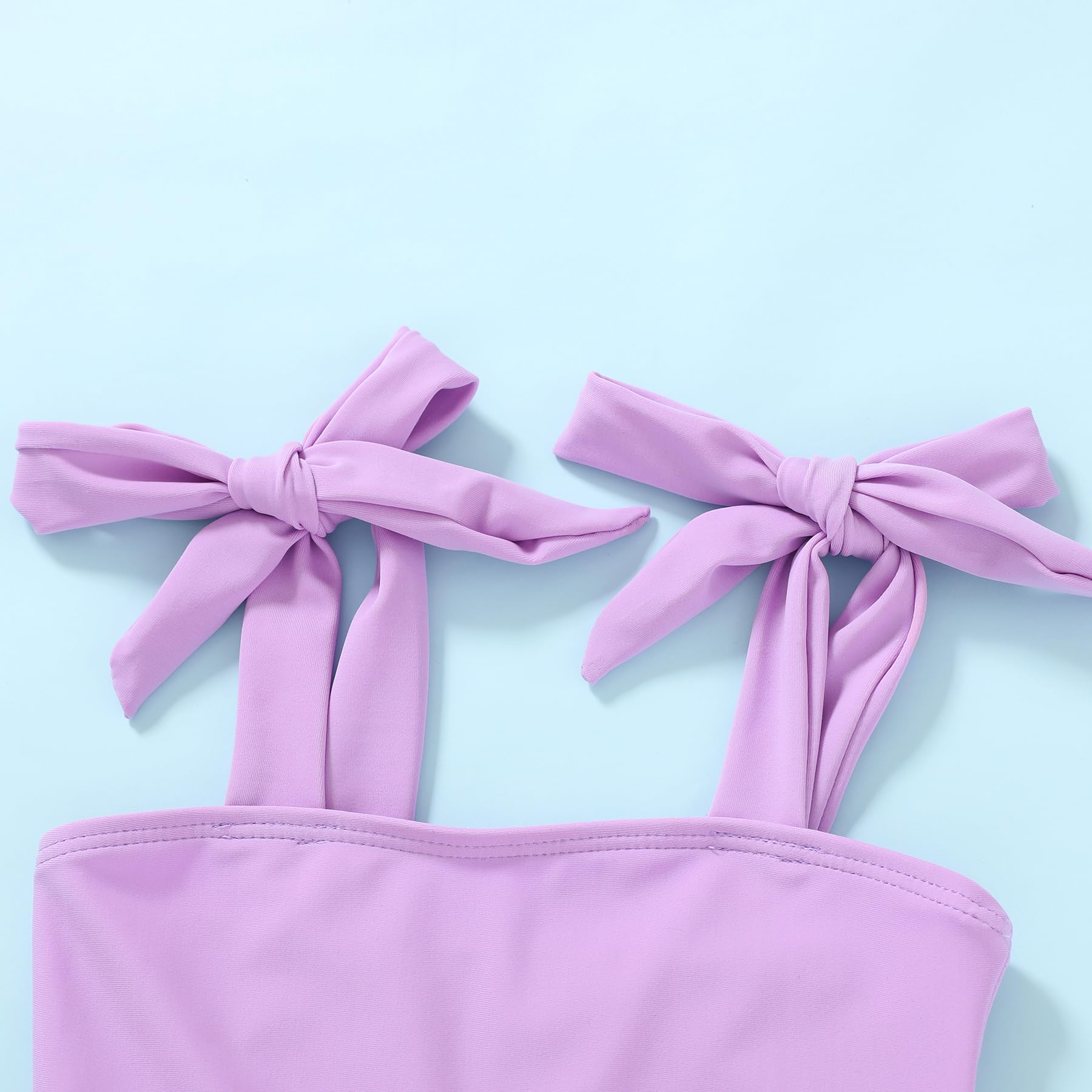 YOUNGER TREE Toddler Girls Two Pieces Swimsuit Color Block Stripe Swimwear Summer Beach Bathing Suit 18M-5T（Purple#Flower 7-8T）
