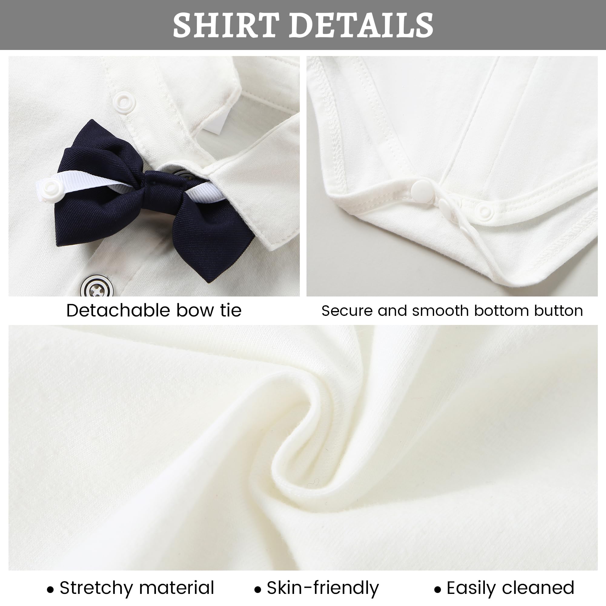 SANMIO Baby Boy Clothes Suits Infant Gentleman Outfit Collared Dress Shirt+Vest+Tie+Corsage+Pants 5Pcs Baby Suit Sets Navy Blue