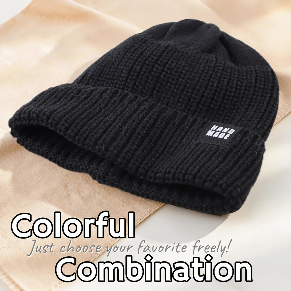 JANGANNSA Simple Knitted Baby Beanie Hip-Hop Boys Winter Hat Toddler Kids Bonnet for Girls 0-5Y (Black,L)