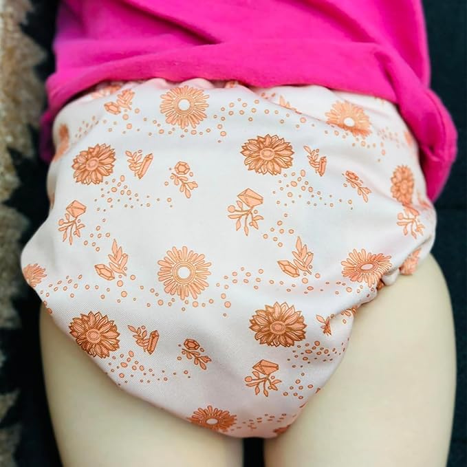 Mama Koala 3.0 Pocket Cloth Diapers for Babies with AWJ Lining, 6 Pack with 6 5-Layer Natural Cloth Diaper Inserts - Reusable and Washable Pocket Diapers(A-Cabin Vibes)