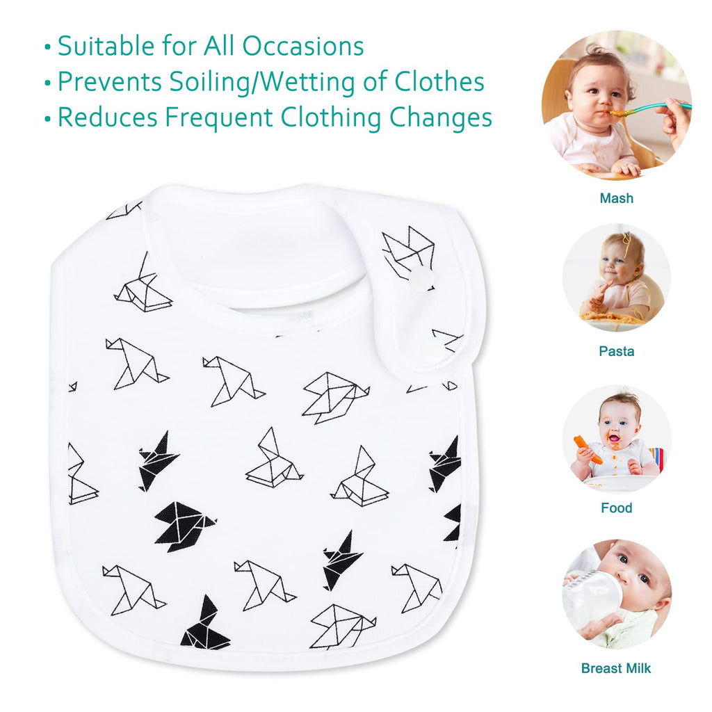 Benoxine Baby Bibs Soft and Absorbent Organic Cotton Bandana Bibs Set for Boys Girls Newborn Unisex Plain Colors 3-36 Months 12 Pcs