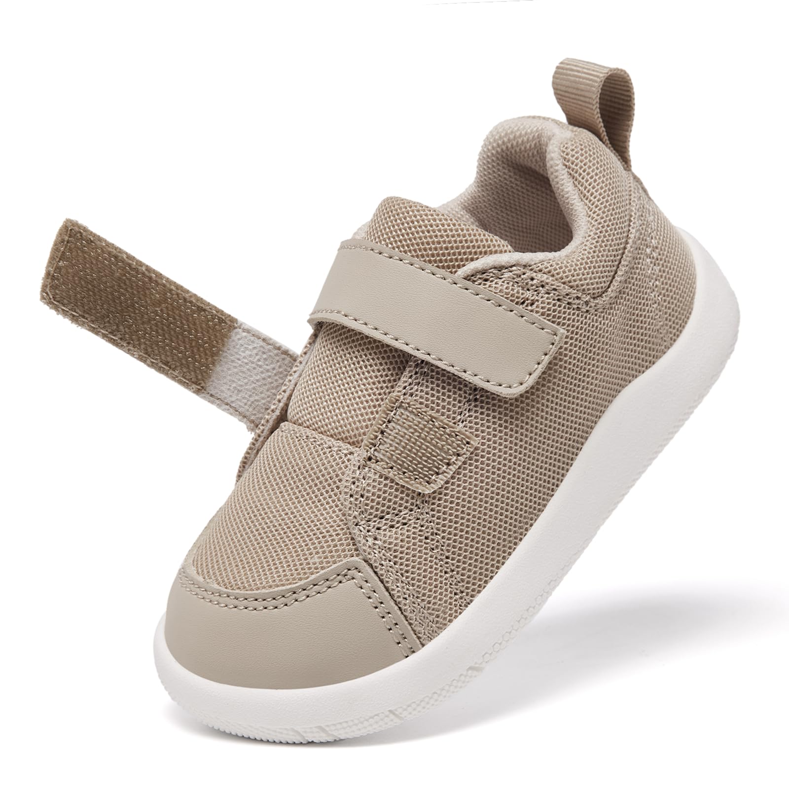 MORENDL Toddler Shoes Baby Wide Toe Box Barefoot Shoes Boy Girl Walking Shoes Non-Slip Minimalist Sneakers Comfort Zero Drop Tennis Outdoor Activities Lightbrown Mesh 9-12 Months