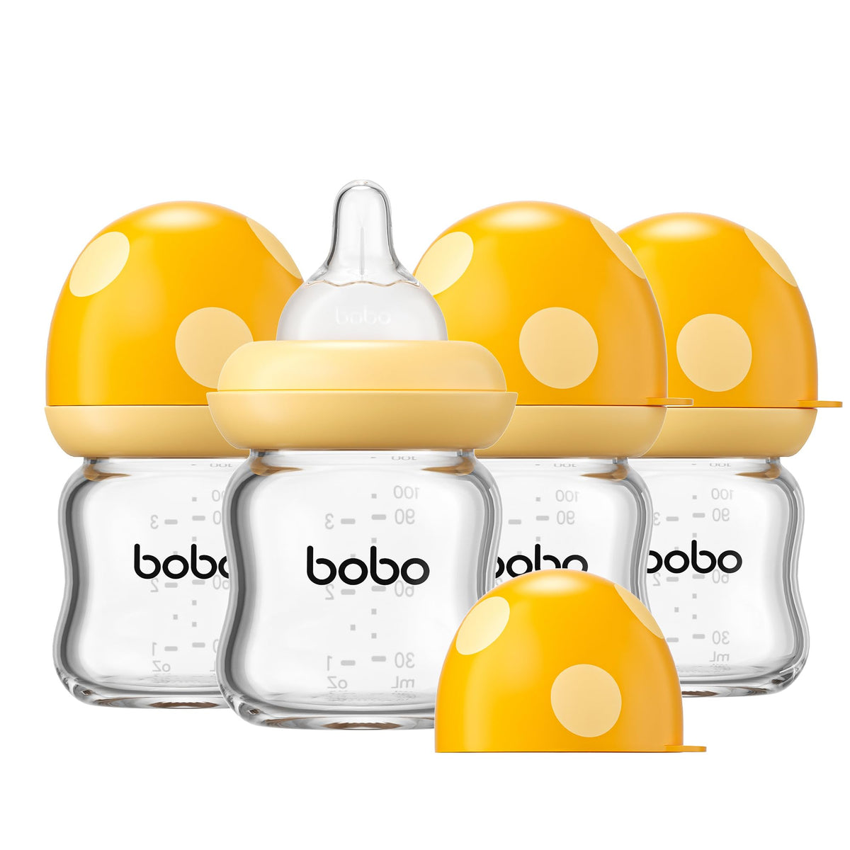YOHKOH Natural Glass Baby Bottles, 8.8oz Red-A 4‑Pack