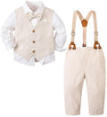SANGTREE Boys Cotton Linen Formal Suit Linen Khaki 18-24 Months=Tag 90