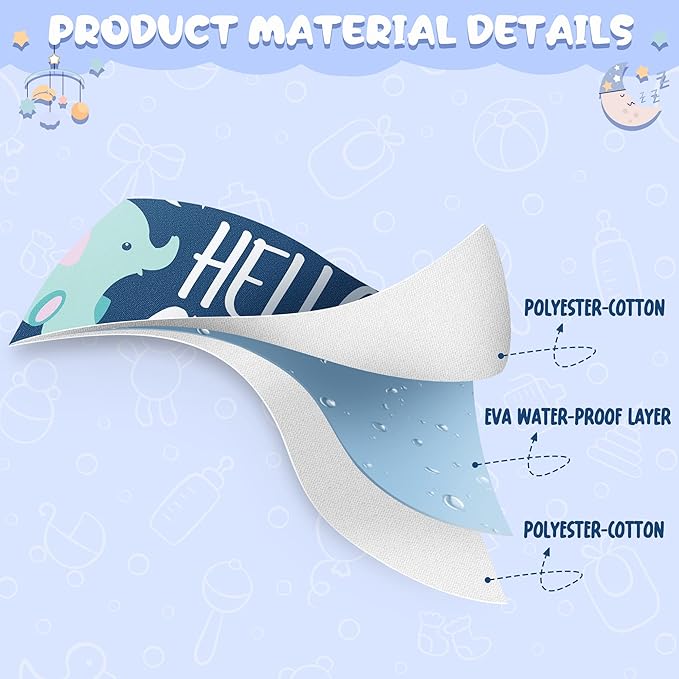 7Pcs Cotton Waterproof Baby Bibs Hook Loop Closure Newborn Bib Keepsake Baby Gift for Drooling Feeding Eating