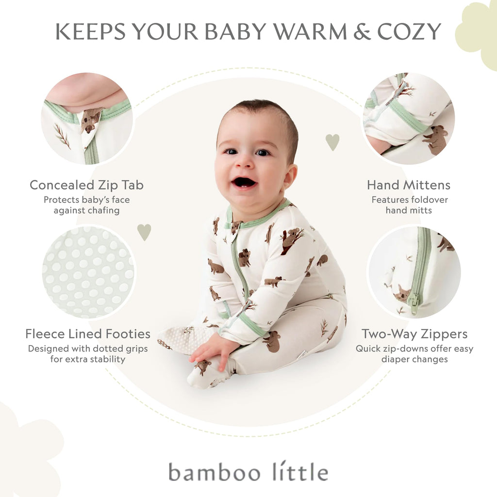 Bamboo Little Soft Baby Footie Pajamas, Koala, 6-9 Months